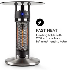 Blumfeldt Primal Heat 65, ohrievač, bistro stôl, 1200 W, uhlíkové IR výhrevné teleso, LED, 65 cm, sklo