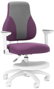Detská rastúca stolička Neoseat KINDER WHITE — látka, šedá / fialová