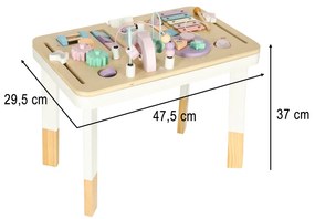 KIK LULILO LUDO Montessori manipulačný stolík 2v1, drevený, ružový