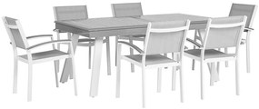 Záhradná súprava sivý hliníkový stôl a šesť stoličiek PERETA Beliani