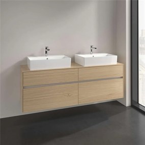 VILLEROY &amp; BOCH Collaro závesná skrinka pod dve umývadlá na dosku, 4 zásuvky, 1600 x 500 x 548 mm, Nordic Oak, C13700VJ