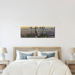 Obraz - Panoráma Paríža (s hodinami) (90x30 cm)