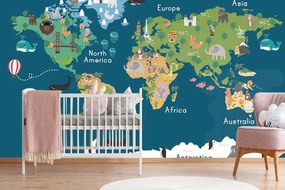 Samolepiaca tapeta mapa sveta pre deti - 225x150