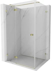 Mexen Lunar T, sklápací sprchový kút ľavý 135 x 110 cm, 8mm číre sklo, zlatý profil, 834T-135-110-50-00-L