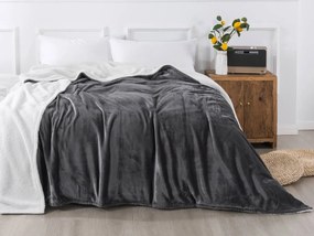 XPOSE® Mikroplyšová deka Exclusive s baránkom - tmavo sivá 140x200 cm