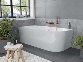 Mexen Mia, voľne stojaca rohová vaňa ľavá 140 x 75 cm, biela, ružové zlato prepad, 52691407500L-60