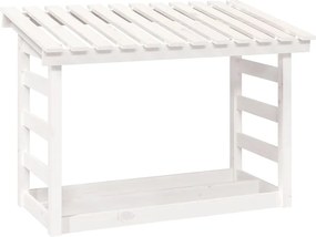 vidaXL Stojan na palivové drevo biely 108x64,5x78 cm masívna borovica