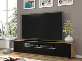 TV stolík/skrinka Aurora 200 (dub artisan + čierna matná) (LED). Vlastná spoľahlivá doprava až k Vám domov. 1057704