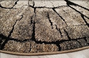 HU Okrúhly Hnedý koberec Loft vzor peň