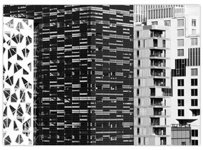 Sklenený obraz čiernobiele architektúry (70x50 cm)