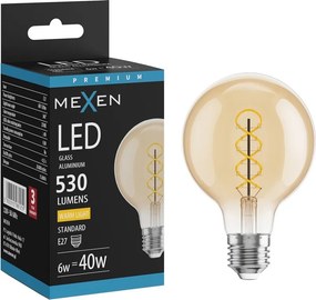 Mexen Vintis, LED filamentová žiarovka E27, G80, 6 W, teplá biela 2700K, jantárová, L165-E27-0627-50