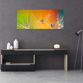 Obraz kvapiek na rastline (120x50 cm)