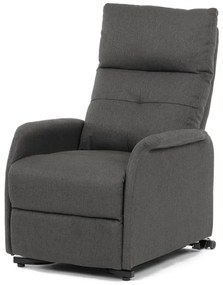 Křeslo polohovací, eletrické, šedá látka.