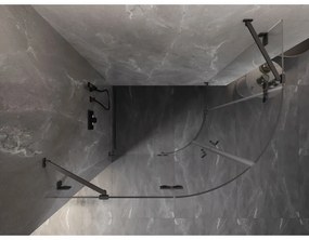 Mexen Lunar, polkruhový sprchový kút výklopný vľavo 80 x 70 cm, 8mm číre sklo, pištoľovo sivý kartáčovaný - 833-080L-070P-66-00