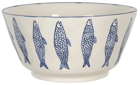 Keramická miska s modrým dekorom rýb Atalante - Ø 20 * 10 cm