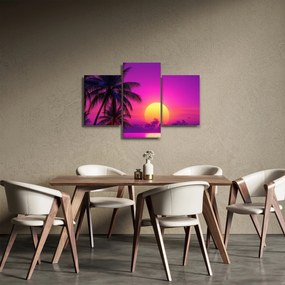 Obraz - Fialový západ s palmou (90x60 cm)
