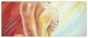 Obraz odpočívajúce ženy, olejomaľba (120x50 cm)