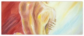 Obraz odpočívajúce ženy, olejomaľba (120x50 cm)