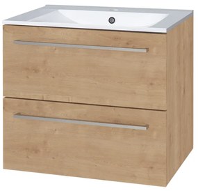 Mereo Mereo, Bino, kúpeľňová skrinka s keramickým umývadlom 61 cm, biela, dub, MER-CN620