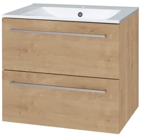 Mereo Mereo, Bino, kúpeľňová skrinka s keramickým umývadlom 61 cm, biela, dub, MER-CN620