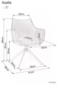 Otočné jídelní křeslo Azalia Velvet - výber z 8 prevedení