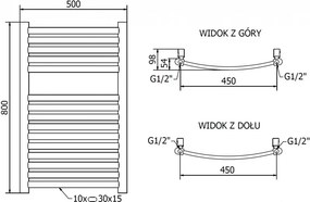 Mexen Helios, elektrické vykurovacie teleso 800 x 500 mm, 300 W, zlatá lesklá, W103-0800-500-2300-50
