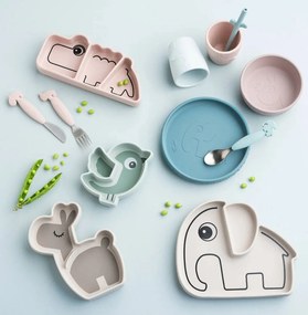 Detský riad Deer Friends s prísavkou nebovo modrý 3 diely