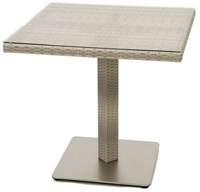 DEOKORK Záhradný ratanový stôl GINA 80x80 cm (sivo-béžový)