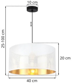 Závesné svietidlo Asti0, 1x biele PVC tienidlo, (fi 40cm), g, b