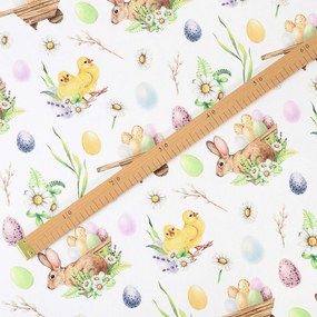 Goldea veľkonočná teflónová látka na obrusy - symboly veľkej noci 160 cm