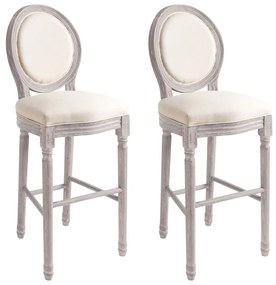 Barové stoličky 2 ks, biele, ľan