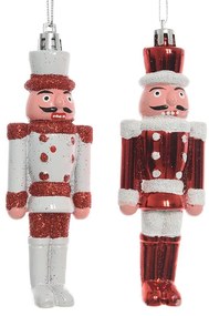 Plastová ozdoba 4 cm biela/červená 27503