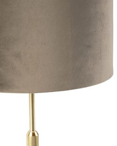 Stolná lampa zlatá/mosadzná s hnedým zamatovým tienidlom 25 cm - Parte