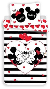 JERRY FABRICS -  JERRY FABRICS Obliečky Mickey a Minnie stripes Bavlna, 140/200, 70/90 cm