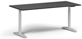 Výškovo nastaviteľný stôl OBOL, elektrický, 675-1325 mm, doska 1800x800 mm, biela zaoblená podnož, grafit