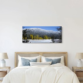 Obraz - zasnežené hory v zime (120x50 cm)