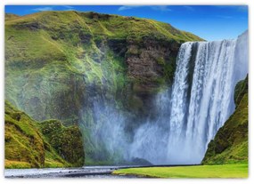 Sklenený obraz - Vodopád Seljalandsfoss (70x50 cm)