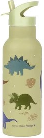 A Little Lovely Company Fľaša na pitie z nehrdzavejúcej ocele so slamkou Dinosaurus 500 ml