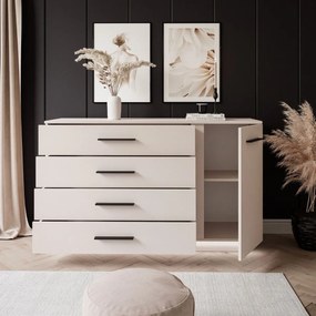 KOMODA MARION III KAŠMÍR ČIERNE ÚCHYTKY LED 140 cm