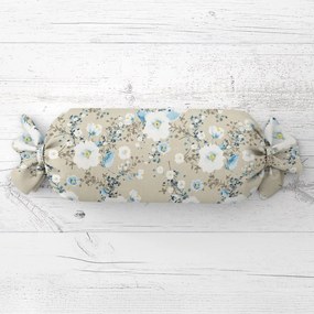 Biante Vankúš valec bonbon Sandra SA-552 Modré popínavé kvety na béžovom 15x80 cm