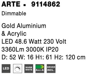 LED luster Arte 52 zlaté