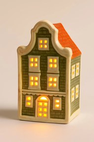 Keramický LED domeček HYTTE 12 cm zelený