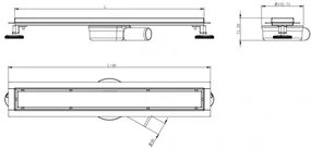 Mexen Flat lineárny nerezový žľab 90 cm, 360° sifón, vzor M33, nerez, 1033090-40