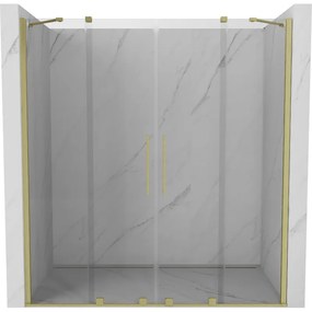 Mexen Velar Duo, posuvné dvere do otvoru 170x200 cm, 8mm číre sklo, zlatá matná, 871-170-000-02-55