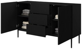 Komoda Nicole 150 cm s 3 zásuvkami - čierny mat / čierna