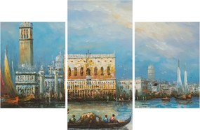 Obraz - Gondola prechádzajúca Benátkami, olejomaľba (90x60 cm)