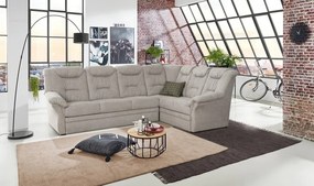 Rohová sedacia súprava Nelson, svetlo šedá látka, pravý roh, s rozkladom