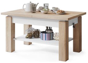 Rozkladací konferenčný/jedálenský stôl s policou ADONIS dub sonoma/biela