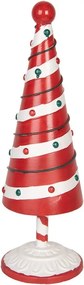 Bielo-červená kovová dekorácia vianočný stromček Christmas tree - Ø 12*36 cm