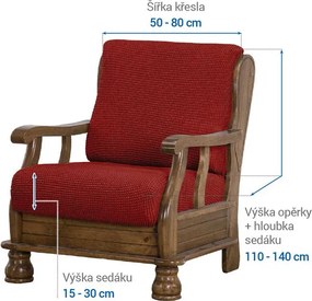 Super strečové poťahy NIAGARA tehlová kreslo s drevenými rúčkami (š. 50 - 80 cm)